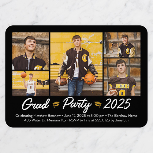 Script Grad Gallery Graduation Invitation, Black, 5x7 Flat, Signature Smooth Cardstock, Rounded