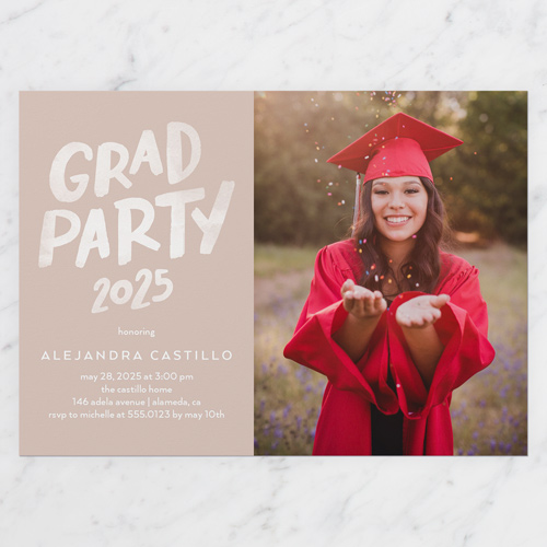 Collegiate Celebration Graduation Invitation, Brown, 5x7 Flat, Luxe Double-Thick Cardstock, Square