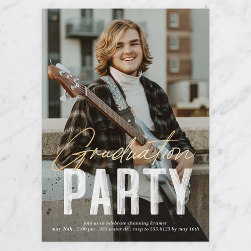 Textured Overlay Graduation Invitation, White, 5x7 Flat, Standard Smooth Cardstock, Square, White