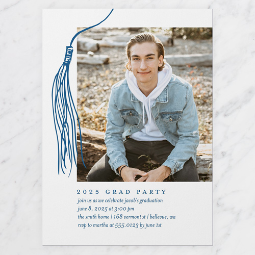 Drawn Tassel Graduation Invitation, Beige, 5x7 Flat, Write Your Own, Pearl Shimmer Cardstock, Square