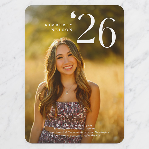 Unsinkable Year Graduation Invitation, White, 5x7 Flat, Matte, Signature Smooth Cardstock, Rounded, White