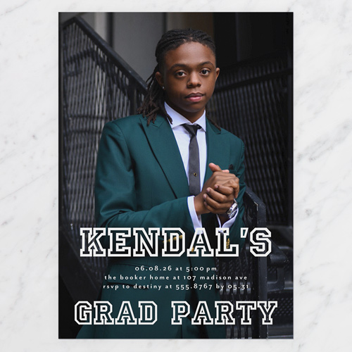 Collegiate Name Graduation Invitation, White, 5x7 Flat, Write Your Own, Matte, Signature Smooth Cardstock, Square, White