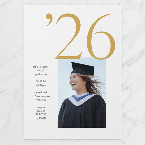 Immense Year Graduation Invitation, White, 5x7 Flat, Pearl Shimmer Cardstock, Square, White