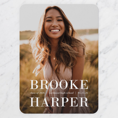 Basic Namesake Graduation Announcement, White, none, 5x7 Flat, Write Your Own, Matte, Signature Smooth Cardstock, Rounded, White