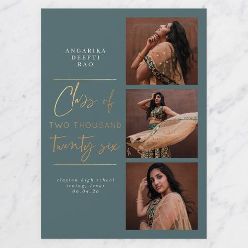 In The Middle Graduation Announcement, Grey, 5x7 Flat, 100% Recycled Cardstock , Square, Hemlock