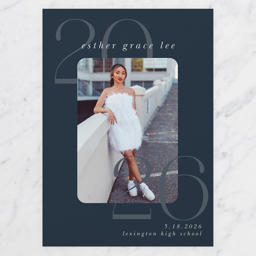 Novel Year Graduation Announcement, Blue, 5x7 Flat, Standard Smooth Cardstock, Square, Navy