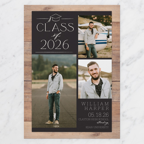 Classy Commencement Graduation Announcement, Black, 5x7 Flat, Matte, Signature Smooth Cardstock, Square, Black