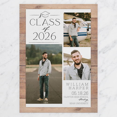 Classy Commencement Graduation Announcement, White, 5x7 Flat, Standard Smooth Cardstock, Square, White