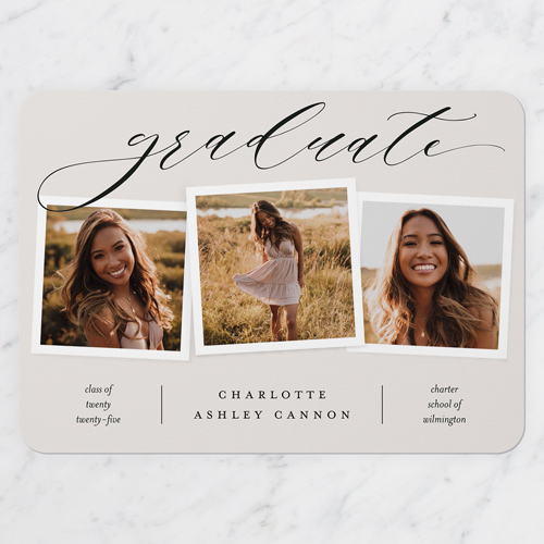 Scholastic Snapshots Graduation Announcement, Grey, 5x7 Flat, 100% Recycled Cardstock , Rounded
