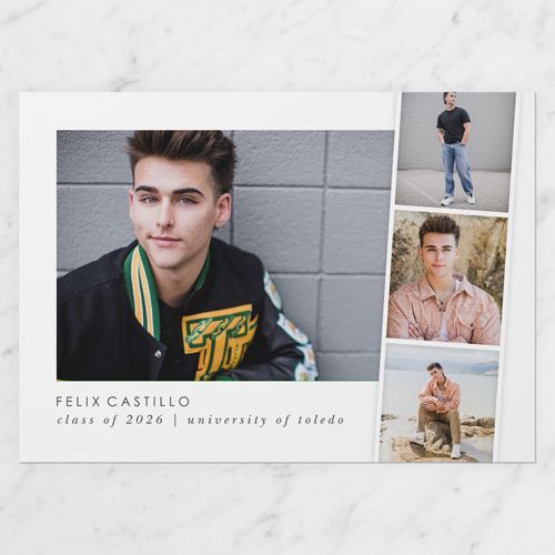 Modern Filmstrip Graduation Announcement, none, White, 5x7 Flat, Write Your Own, Pearl Shimmer Cardstock, Square, White