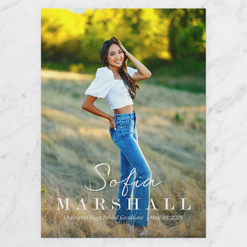 Handwritten Headline Graduation Announcement, White, 5x7 Flat, Write Your Own, Standard Smooth Cardstock, Square, White