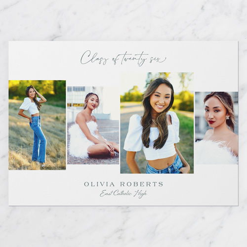 Photo Overlap Graduation Announcement, White, 5x7 Flat, Matte, Signature Smooth Cardstock, Square, White