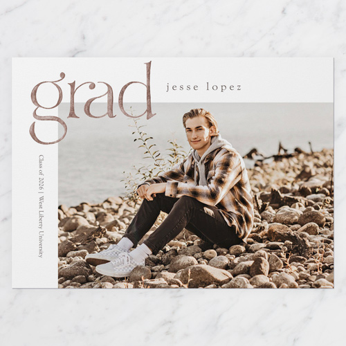 Painted Grad Graduation Announcement, White, 5x7 Flat, Standard Smooth Cardstock, Square, White