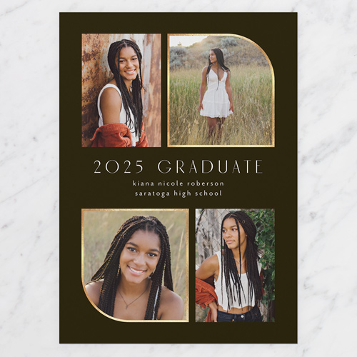Arched Grad Graduation Announcement, Black, 5x7 Flat, 100% Recycled Cardstock , Square