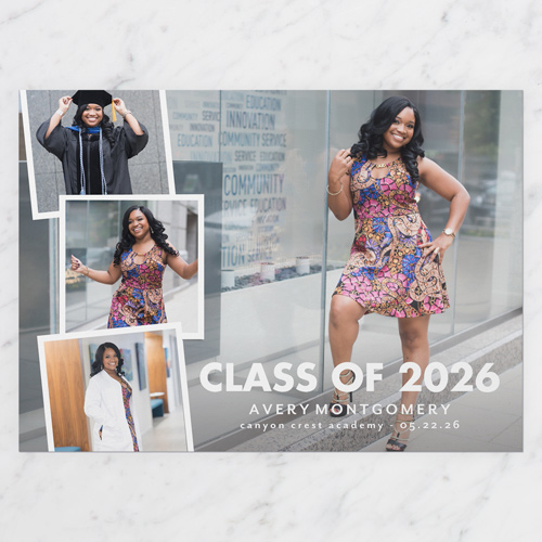 Class Snaps Graduation Announcement, White, 5x7 Flat, Write Your Own, Matte, Signature Smooth Cardstock, Square, White