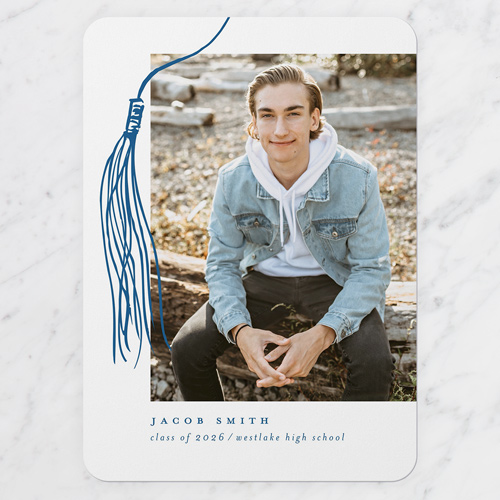 Drawn Tassel Graduation Announcement, Beige, 5x7 Flat, Write Your Own, Matte, Signature Smooth Cardstock, Rounded, Rye