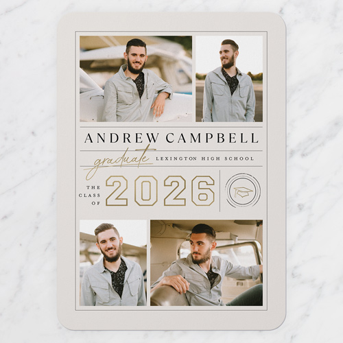Styled Framework Graduation Announcement, Grey, 5x7 Flat, Pearl Shimmer Cardstock, Rounded, Whisper Gray