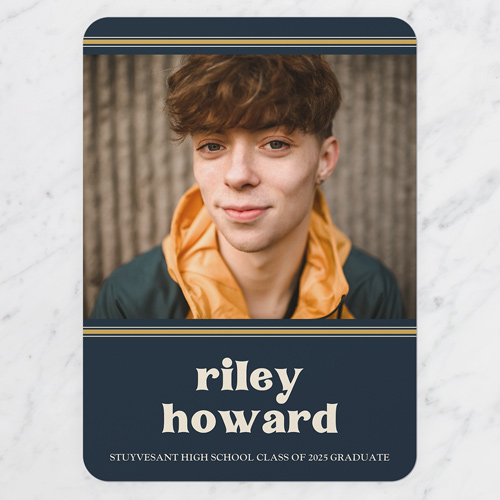 Retro Disciple Graduation Announcement, Blue, 5x7 Flat, Write Your Own, Matte, Signature Smooth Cardstock, Rounded