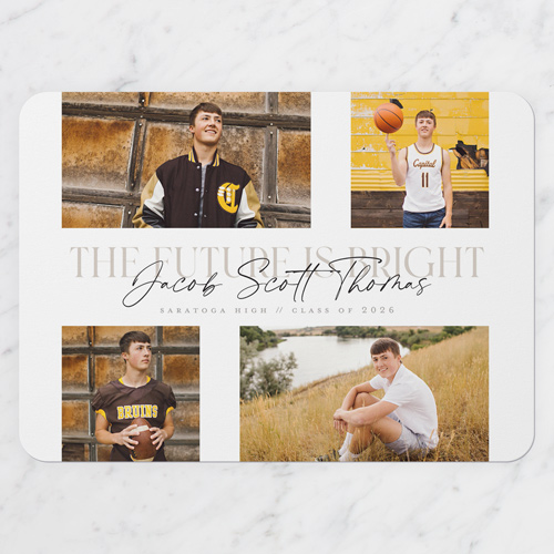 Sunny Future Graduation Announcement, White, 5x7 Flat, Matte, Signature Smooth Cardstock, Rounded, White