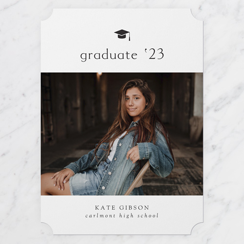 Tiny Cap Graduation Announcement, Ticket Corners