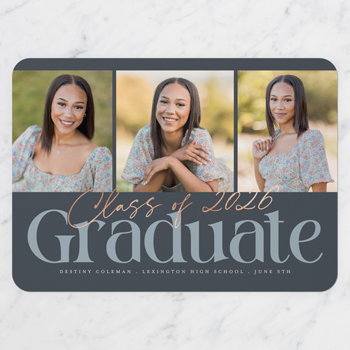 Top Class Graduation Announcement, Gray, 5x7 Flat, 100% Recycled Cardstock , Rounded, Gray