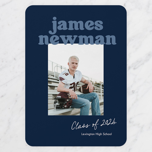 Solid Tint Graduation Announcement, Rounded Corners, -Blue-5x7 Flat Card-2024