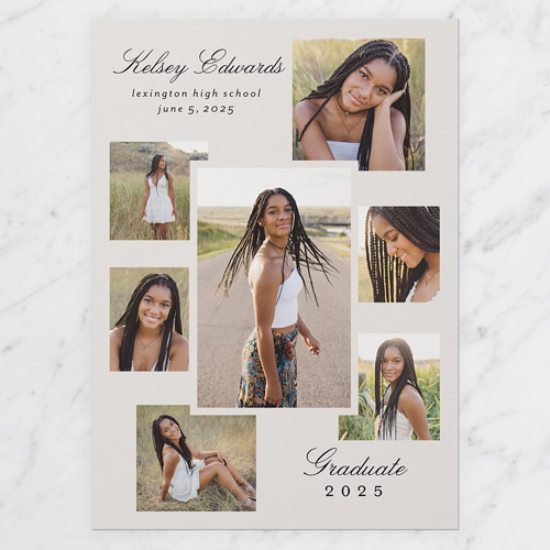 Overlaid Photos Graduation Announcement, Grey, 5x7 Flat, Write Your Own, 100% Recycled Cardstock , Square