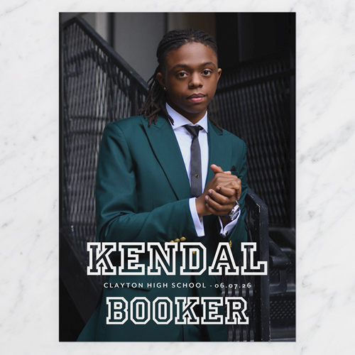 Collegiate Name Graduation Announcement, White, 5x7 Flat, Write Your Own, 100% Recycled Cardstock , Square, White