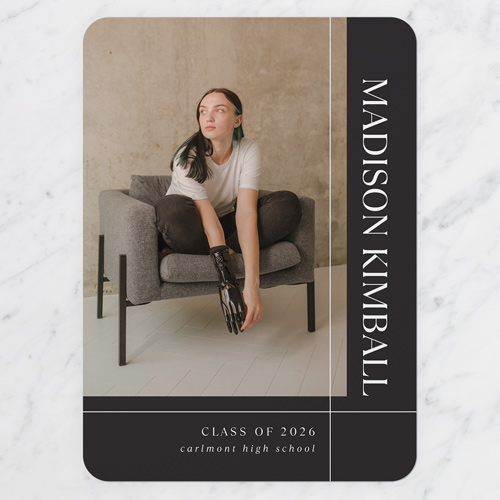 Solid Build Graduation Announcement, Black, 5x7 Flat, Write Your Own, Standard Smooth Cardstock, Rounded, Black