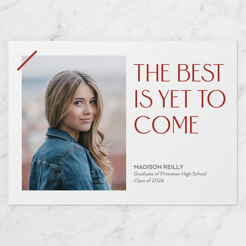 Elegant Accent Graduation Announcement, White, 5x7 Flat, Matte, Signature Smooth Cardstock, Square, White