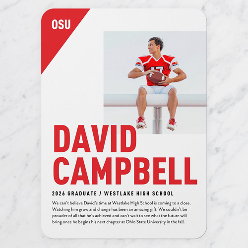 Bold Emphasis Graduation Announcement, White, 5x7 Flat, Write Your Own, Standard Smooth Cardstock, Rounded, White