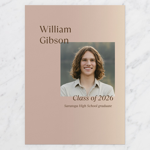 Elegant Gradient Graduation Announcement, Pink, 5x7 Flat, Write Your Own, Pearl Shimmer Cardstock, Square, Ballet