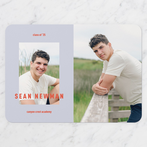 Editable Half Graduation Announcement, Grey, 5x7 Flat, Write Your Own, Matte, Signature Smooth Cardstock, Rounded