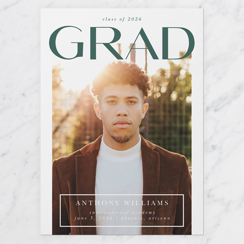 Headline Overlay Graduation Announcement, White, 5x7 Flat, Standard Smooth Cardstock, Square, White