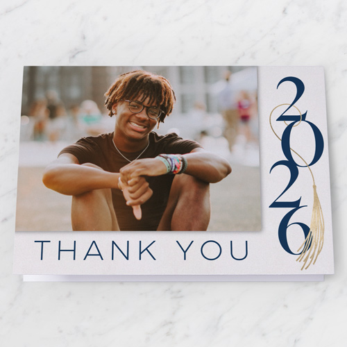 Simple Swirl Thank You Card, Beige, 3x5, Matte, Folded Smooth Cardstock, Cream