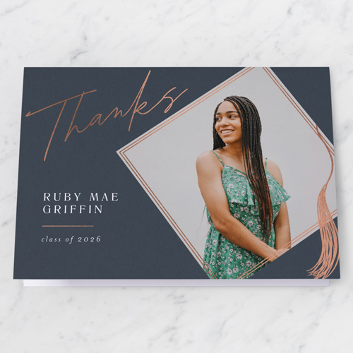 Captivating Tassel Thank You Card, Pink, 3x5, Matte, Folded Smooth Cardstock, Rose