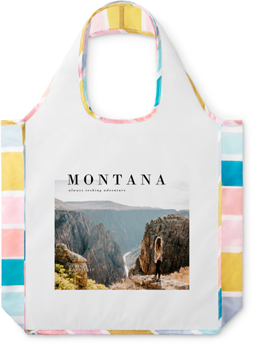 Adventurous Moments Reusable Shopping Bag, Stripe, White