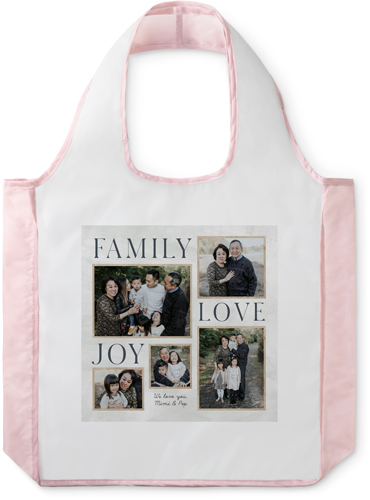 Rustic Family Sentiments Reusable Shopping Bag, Blush, Beige