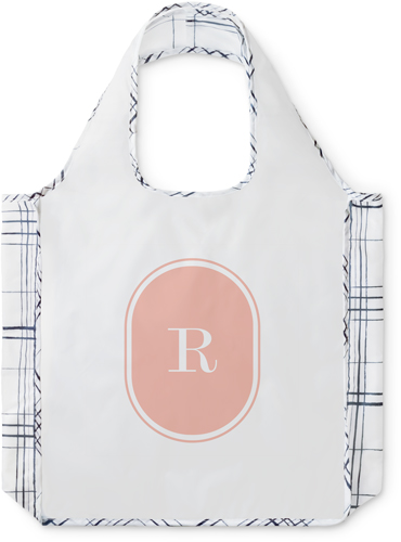 Oval Monogram Reusable Shopping Bag, Plaid, Pink