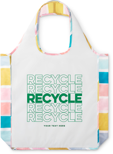 Recycle Repeat Reusable Shopping Bag, Stripe, Green