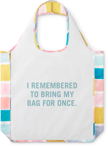 Remember Me Reusable Shopping Bag, Stripe, Multicolor, multi