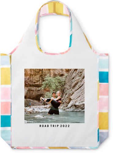 Photo Gallery Reusable Shopping Bag, Stripe, Multicolor