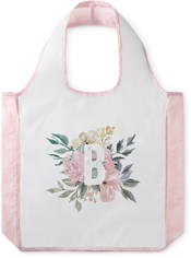 floral initial reusable shopping bag