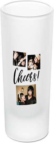 Cheers Collage Shot Glass, Black