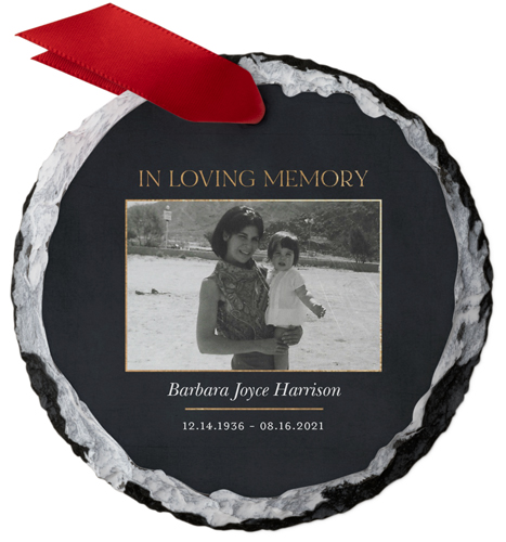 Framed Memorial Slate Ornament, Black, Circle