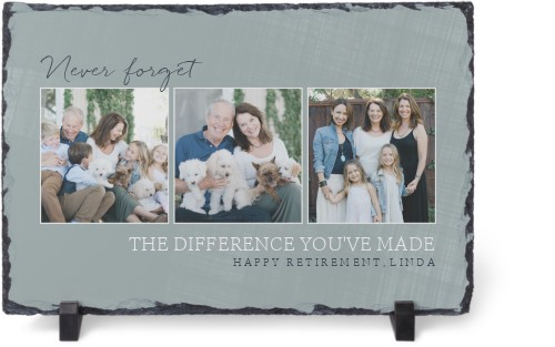 Contemporary Retirement Slate Plaque, 7.5x11.5, Blue, cedar