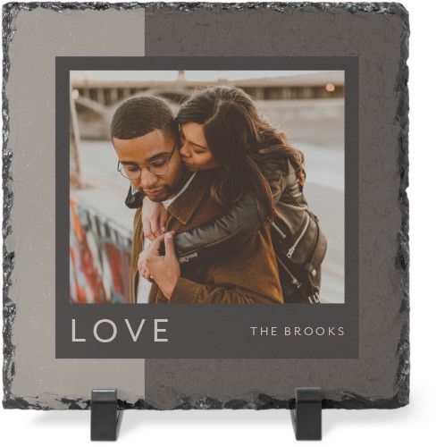 Neutral Modern Love Slate Plaque, 8x8, Gray