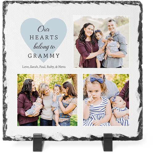 Our Hearts Slate Plaque, 8x8, Blue