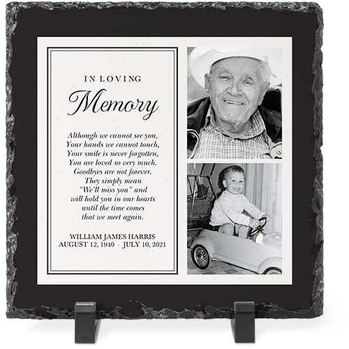 Traditional Memorial Slate Plaque, 8x8, Gray