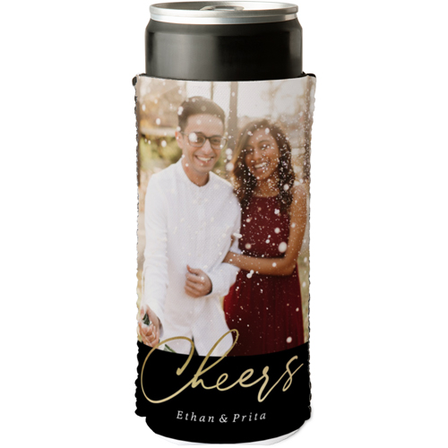 Scripted Cheers Slim Can Cooler, Slim Can Cooler, Black